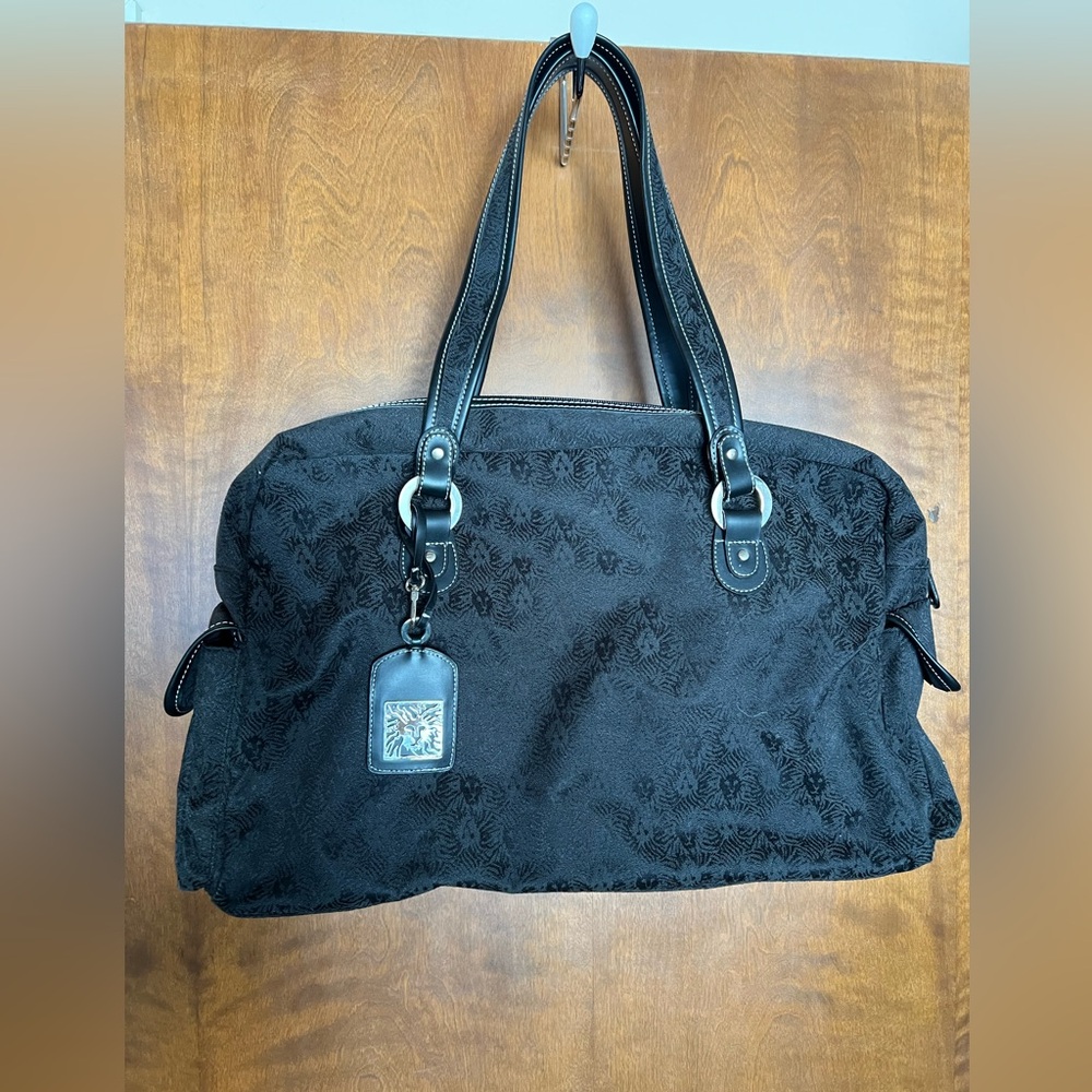 Anne Klein Black Floral Tote Bag